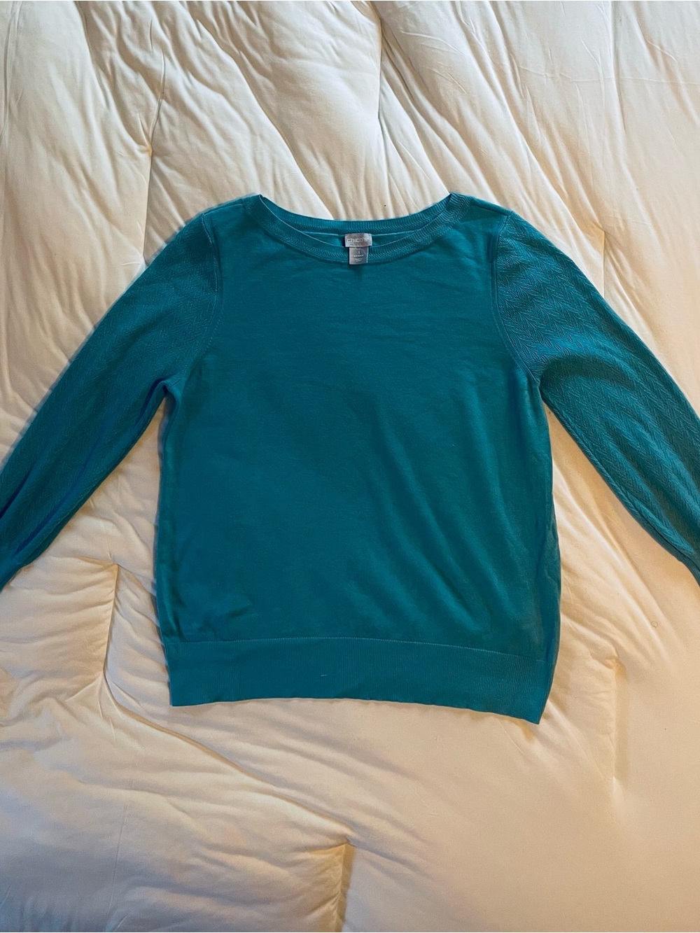 Chico's Women’s Teal Crewneck Sweater Size Medium